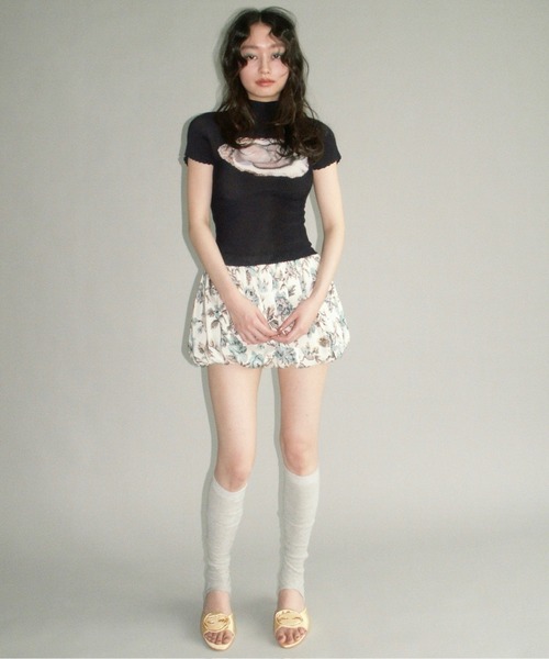 pleated print tops / プリーツプリントトップス（Tシャツ/カットソー