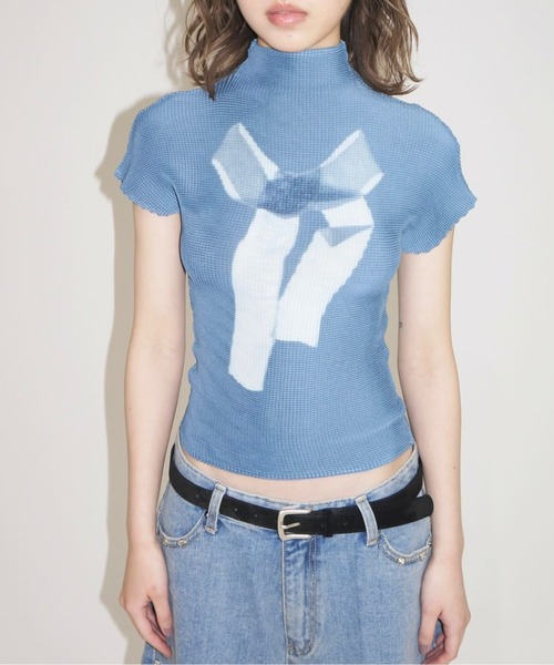 pleated print tops / プリーツプリントトップス（Tシャツ/カットソー