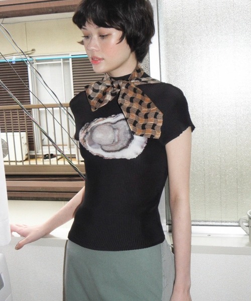 pleatsed print tops / プリーツプリントトップス pleated print tops / プリーツプリントトップス（Tシャツ/カットソー