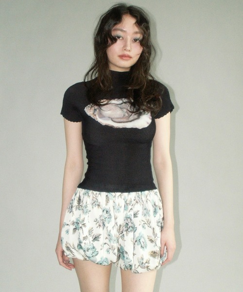 pleated print tops / プリーツプリントトップス（Tシャツ/カットソー