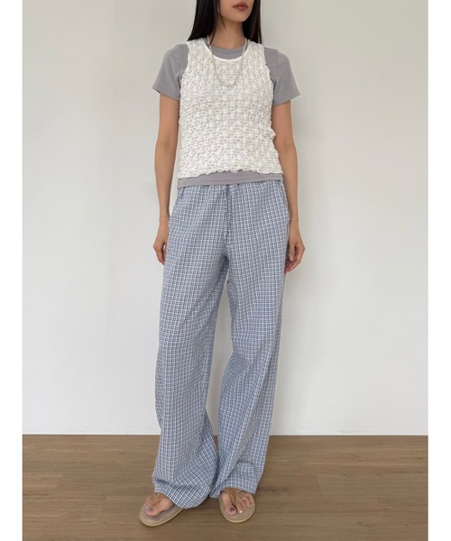 Didot.showroom(ディドット ショールーム)の「【DIDOT.】チェックイージーパンツ(その他パンツ・レディース・ブラック/ブルーグレー/クリーム/ブルー/アイボリー・FREE)」の2枚目の写真