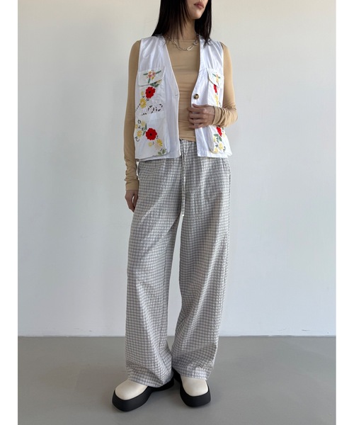 Didot.showroom(ディドット ショールーム)の「【DIDOT.】チェックイージーパンツ(その他パンツ・レディース・ブラック/ブルーグレー/クリーム/ブルー/アイボリー・FREE)」の4枚目の写真