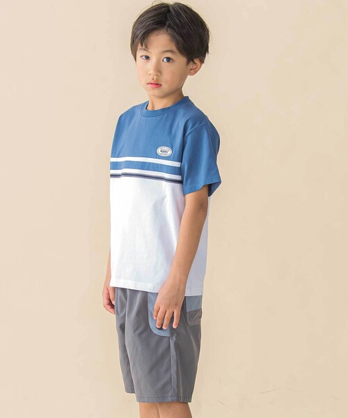 BeBe Petits Pois Vert（ベベプチポワヴェール）の「【速乾】配色フラップ水陸両用ハーフパンツ(95~150cm)（その他パンツ・キッズ・グリーン系その他/グレー系その他・130cm/95cm/100cm/120cm/140cm/110cm/150cm）」の4枚目の写真