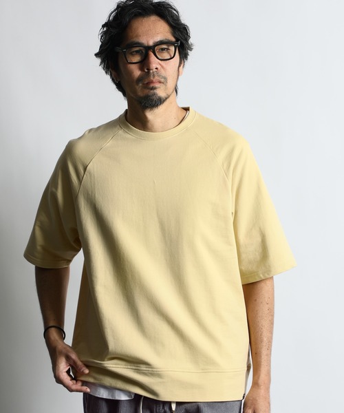 The DUFFER of ST.GEORGE（ザダファーオブセントジョージ）の「NUANCE COLOR S/S CREW SWEAT：ミニ裏毛 ニュアンスカラー 半袖スウェット（スウェット・メンズ・ライトイエロー/ライトピンク/ブラック/ライトグレー・MEDIUM/LARGE/X-LARGE）」の4枚目の写真