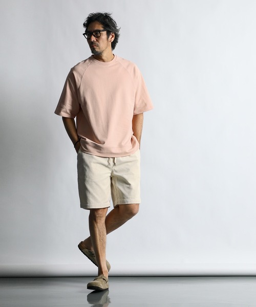The DUFFER of ST.GEORGE（ザダファーオブセントジョージ）の「NUANCE COLOR S/S CREW SWEAT：ミニ裏毛 ニュアンスカラー 半袖スウェット（スウェット・メンズ・ライトイエロー/ライトピンク/ブラック/ライトグレー・MEDIUM/LARGE/X-LARGE）」の12枚目の写真