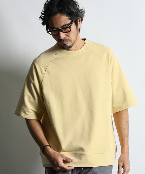The DUFFER of ST.GEORGE（ザダファーオブセントジョージ）の「NUANCE COLOR S/S CREW SWEAT：ミニ裏毛 ニュアンスカラー 半袖スウェット（スウェット・メンズ・ライトイエロー/ライトピンク/ブラック/ライトグレー・MEDIUM/LARGE/X-LARGE）」の9枚目の写真