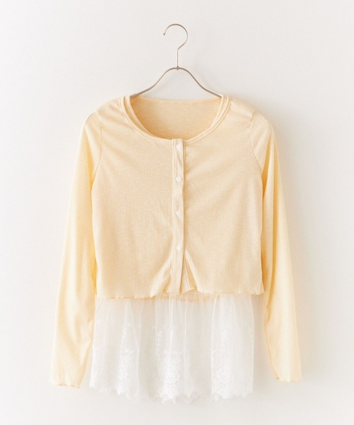 ROOPTOKYO（ループトウキョウ）の「Lace Tank Top x Cardigan Ensemble / レースタンクトップ×カーデ　アンサンブル レイヤード 秋物 秋服 2026年秋冬（アンサンブル・レディース・サックスブルー/イエロー/ホワイト/ブラック・FREE）」の8枚目の写真