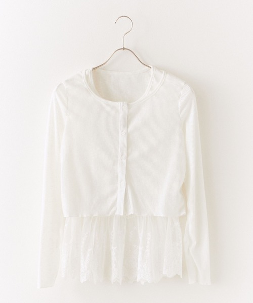 ROOPTOKYO（ループトウキョウ）の「Lace Tank Top x Cardigan Ensemble / レースタンクトップ×カーデ　アンサンブル レイヤード 秋物 秋服 2026年秋冬（アンサンブル・レディース・サックスブルー/イエロー/ホワイト/ブラック・FREE）」の5枚目の写真