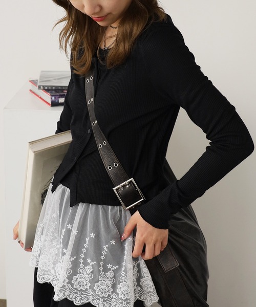ROOPTOKYO（ループトウキョウ）の「Lace Tank Top x Cardigan Ensemble / レースタンクトップ×カーデ　アンサンブル レイヤード 秋物 秋服 2026年秋冬（アンサンブル・レディース・サックスブルー/イエロー/ホワイト/ブラック・FREE）」の22枚目の写真