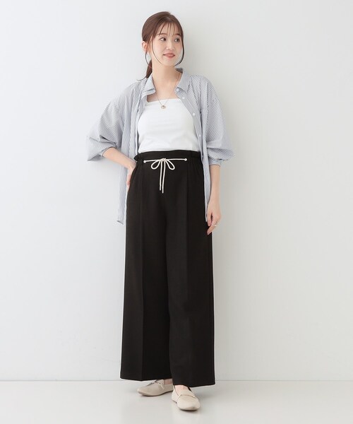 DRESKIP（ドレスキップ）の「【S-LL】きれいにスタイルアップ ロープ紐使いワイドパンツ（その他パンツ・レディース・ブラック/ライトベージュ/ブルー・01/02/03/04）」の6枚目の写真