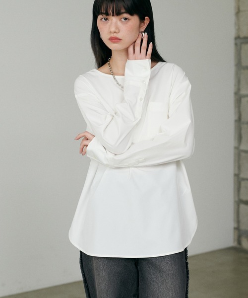 LARUTA(ラルータ)の「【LARUTA】カフス付き万能レイヤードプルオーバー(Tシャツ/カットソー・レディース・ブラック/オフホワイト・FREE)」の4枚目の写真