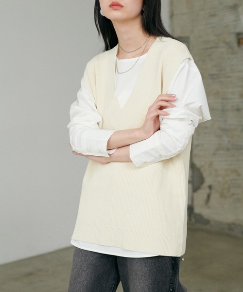 LARUTA(ラルータ)の「【LARUTA】カフス付き万能レイヤードプルオーバー(Tシャツ/カットソー・レディース・ブラック/オフホワイト・FREE)」の7枚目の写真