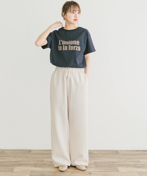 ITEMS URBANRESEARCH（アイテムズ アーバンリサーチ）の「ロゴハンソデTシャツ（Tシャツ/カットソー・レディース・ブルー系その他/ライトカーキ/ホワイト/ベージュ・FREE）」の16枚目の写真