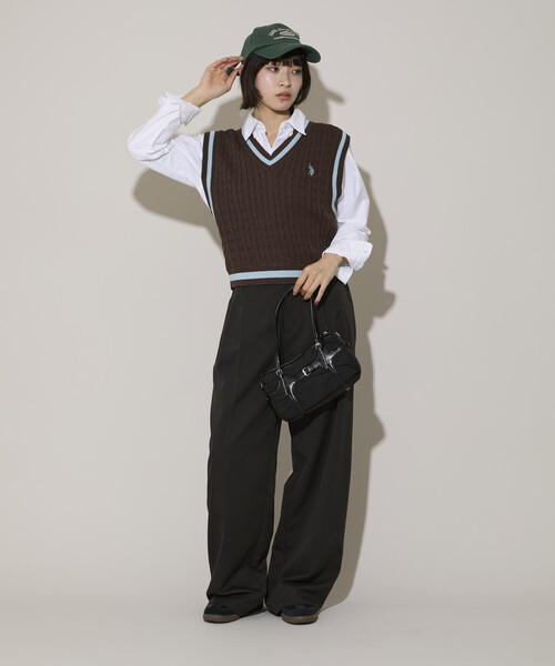 U.S. POLO ASSN.(ユーエスポロアッスン)の「U.S. POLO ASSN. × PUBLUX/ユーエスポロアッスン 別注 チルデンニットベスト 限定展開(ベスト・レディース・チャコールグレー/ベージュ/ブラウン・フリ-)」の18枚目の写真