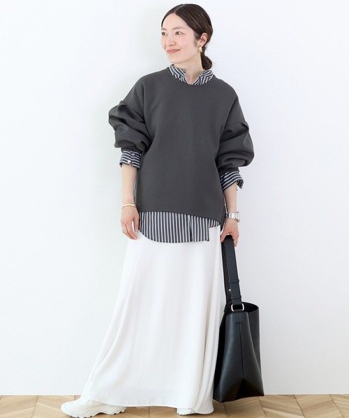Aletta vita(アレッタビータ)の「ダンボールバックファスナー袖タックプルオーバー(Tシャツ/カットソー・レディース・チャコール/ブラック/グレイッシュベージュ・FREE)」の15枚目の写真
