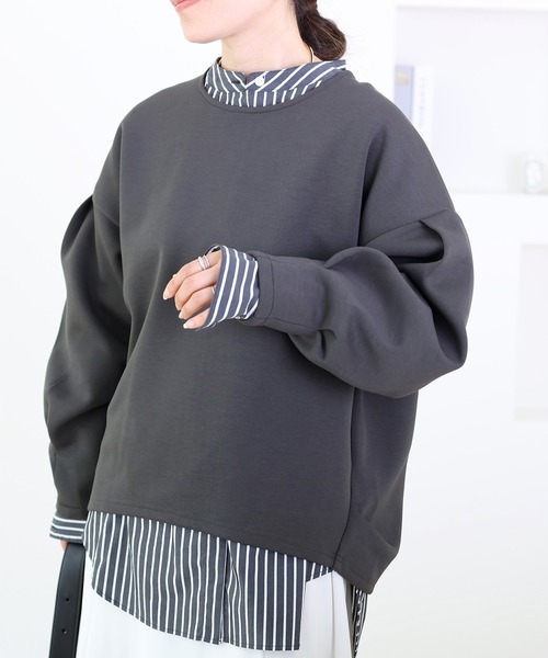 Aletta vita(アレッタビータ)の「ダンボールバックファスナー袖タックプルオーバー(Tシャツ/カットソー・レディース・チャコール/ブラック/グレイッシュベージュ・FREE)」の14枚目の写真