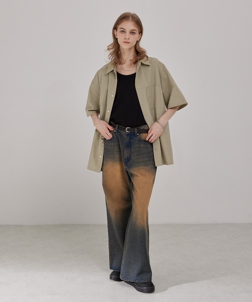 EMMA CLOTHES（エマクローズ）の「ヴィンテージライク レギュラーカラーミニチェック半袖シャツ（シャツ/ブラウス・メンズ・ブラック/ベージュ/ダークネイビー/サックスブルー・M/L）」の19枚目の写真