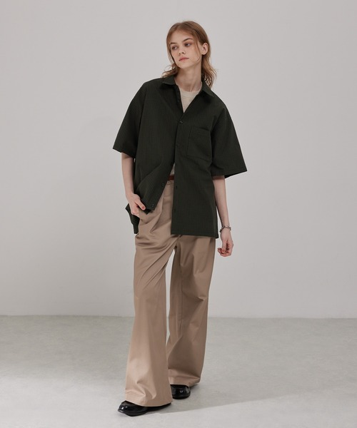 EMMA CLOTHES（エマクローズ）の「ヴィンテージライク レギュラーカラーミニチェック半袖シャツ（シャツ/ブラウス・メンズ・ブラック/ベージュ/ダークネイビー/サックスブルー・M/L）」の17枚目の写真