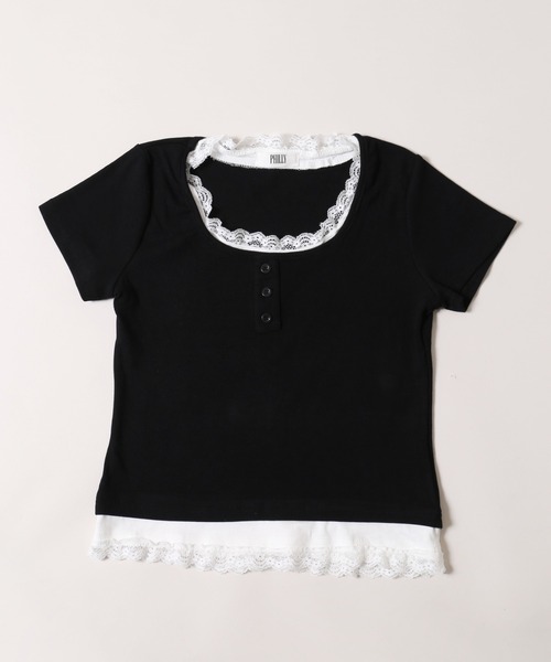 WEGO(ウィゴー)の「【PHILLY】レースポイントフェイクレイヤードT(Tシャツ/カットソー・レディース・アイボリー/グレー/ブラック・FREE)」の18枚目の写真