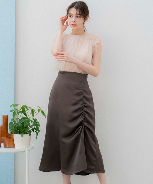 NOELA（ノエラ）の「サテンドロストスカート（スカート・レディース・ピンク/ブルー/チャコールグレー・S/M）」の2枚目の写真