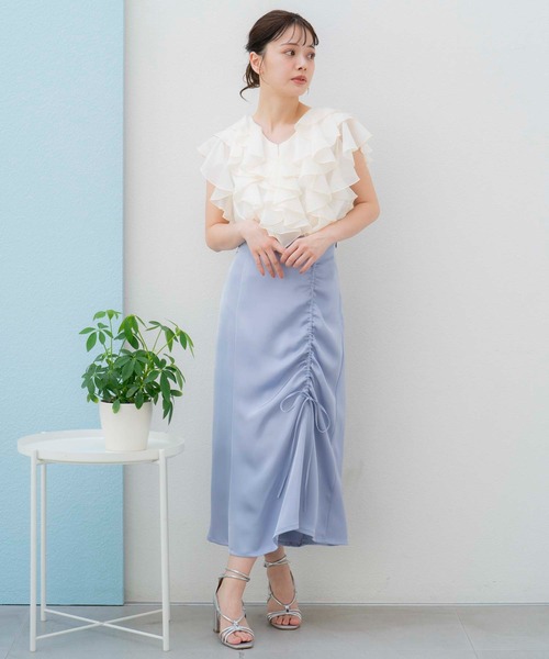 NOELA（ノエラ）の「サテンドロストスカート（スカート・レディース・ピンク/ブルー/チャコールグレー・S/M）」の15枚目の写真