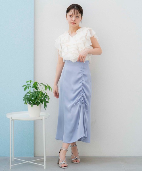 NOELA（ノエラ）の「サテンドロストスカート（スカート・レディース・ピンク/ブルー/チャコールグレー・S/M）」の16枚目の写真