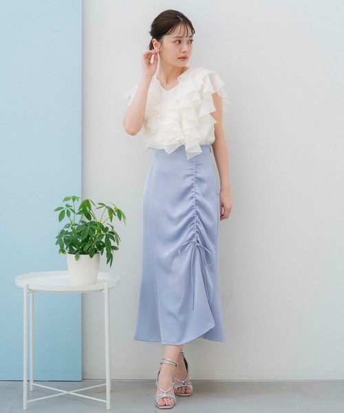 NOELA（ノエラ）の「サテンドロストスカート（スカート・レディース・ピンク/ブルー/チャコールグレー・S/M）」の17枚目の写真