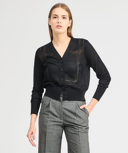 ESTNATION（エストネーション）の「ESTNATION / アイレット シアー カーディガン（カーディガン/ボレロ・レディース・オフホワイト/ブラック/オレンジ・FREE）」の3枚目の写真