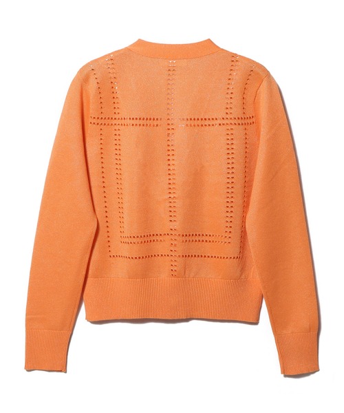 ESTNATION（エストネーション）の「ESTNATION / アイレット シアー カーディガン（カーディガン/ボレロ・レディース・オフホワイト/ブラック/オレンジ・FREE）」の4枚目の写真