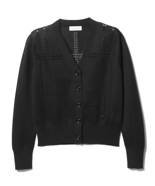 ESTNATION（エストネーション）の「ESTNATION / アイレット シアー カーディガン（カーディガン/ボレロ・レディース・オフホワイト/ブラック/オレンジ・FREE）」の13枚目の写真