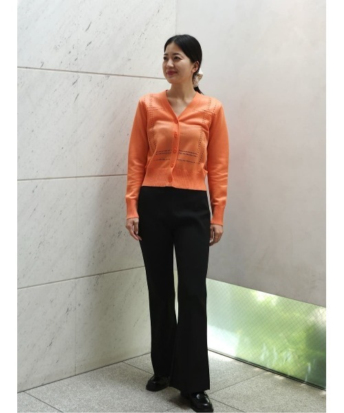 ESTNATION（エストネーション）の「ESTNATION / アイレット シアー カーディガン（カーディガン/ボレロ・レディース・オフホワイト/ブラック/オレンジ・FREE）」の9枚目の写真