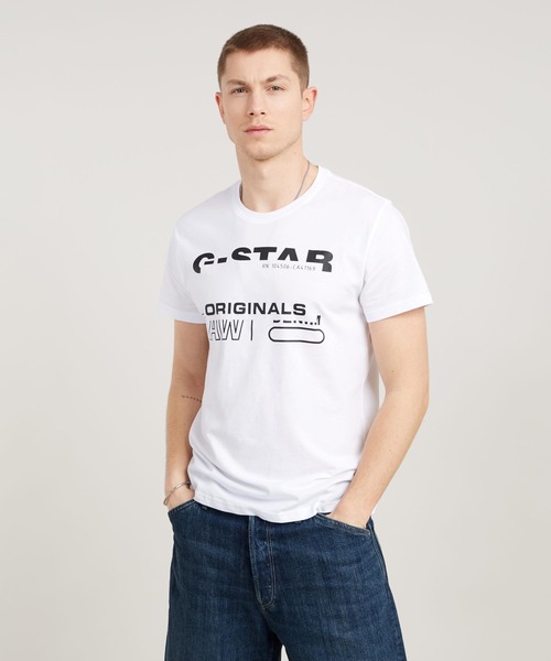 G-STAR（ジースター）の「ORIGINALS T-SHIRT/ブランドロゴTシャツ（Tシャツ/カットソー・メンズ・ホワイト/ダークブラック・SMALL/MEDIUM/LARGE/X-LARGE/X-SMALL）」の3枚目の写真