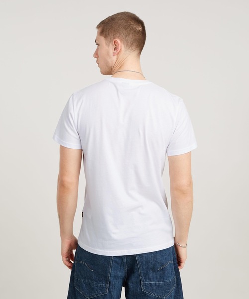G-STAR（ジースター）の「ORIGINALS T-SHIRT/ブランドロゴTシャツ（Tシャツ/カットソー・メンズ・ホワイト/ダークブラック・SMALL/MEDIUM/LARGE/X-LARGE/X-SMALL）」の4枚目の写真