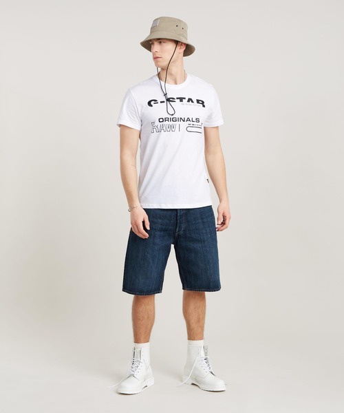 G-STAR（ジースター）の「ORIGINALS T-SHIRT/ブランドロゴTシャツ（Tシャツ/カットソー・メンズ・ホワイト/ダークブラック・SMALL/MEDIUM/LARGE/X-LARGE/X-SMALL）」の5枚目の写真