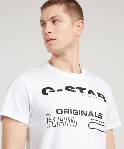 G-STAR（ジースター）の「ORIGINALS T-SHIRT/ブランドロゴTシャツ（Tシャツ/カットソー・メンズ・ホワイト/ダークブラック・SMALL/MEDIUM/LARGE/X-LARGE/X-SMALL）」の6枚目の写真