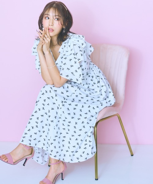 大きいサイズ＞肩リボンワンピース marun（ワンピース）｜marun
