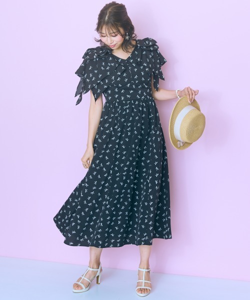 marun 肩リボンワンピース　3L 大きいサイズ＞肩リボンワンピース marun（ワンピース）｜marun