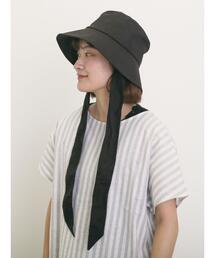 【UVカット/消臭効果】ダウンブリムリボン付きハット