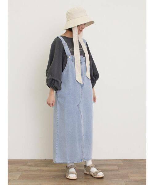 Samansa Mos2（サマンサ モスモス）の「【UVカット/消臭効果】ダウンブリムリボン付きハット（ハット・レディース・チャコールグレー/キナリ・F）」の6枚目の写真