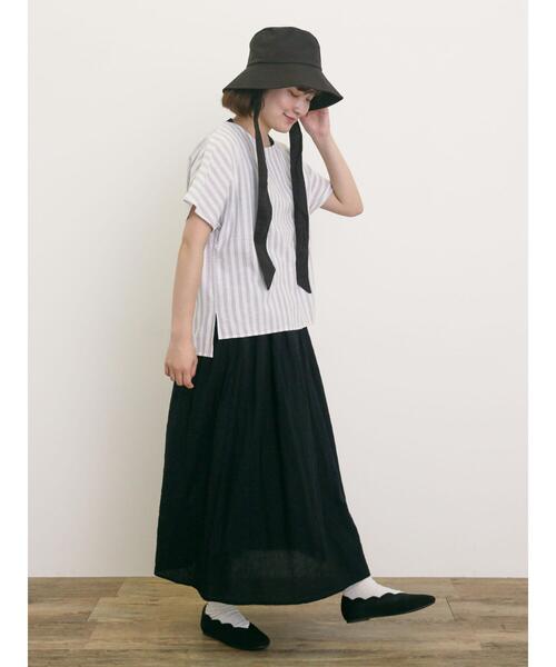 Samansa Mos2（サマンサ モスモス）の「【UVカット/消臭効果】ダウンブリムリボン付きハット（ハット・レディース・チャコールグレー/キナリ・F）」の13枚目の写真