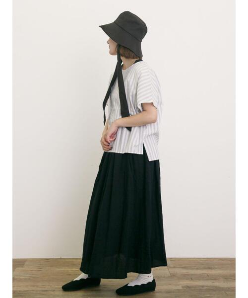 Samansa Mos2（サマンサ モスモス）の「【UVカット/消臭効果】ダウンブリムリボン付きハット（ハット・レディース・チャコールグレー/キナリ・F）」の14枚目の写真