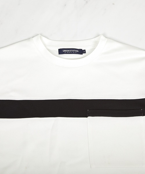 UNION STATION（ユニオンステーション）の「【接触冷感】キシリトールパネル切り替えポンチTシャツ（Tシャツ/カットソー・メンズ・ブラック/ホワイト・LL/L/M）」の3枚目の写真