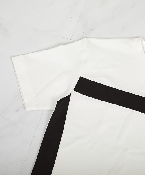 UNION STATION（ユニオンステーション）の「【接触冷感】キシリトールパネル切り替えポンチTシャツ（Tシャツ/カットソー・メンズ・ブラック/ホワイト・LL/L/M）」の4枚目の写真