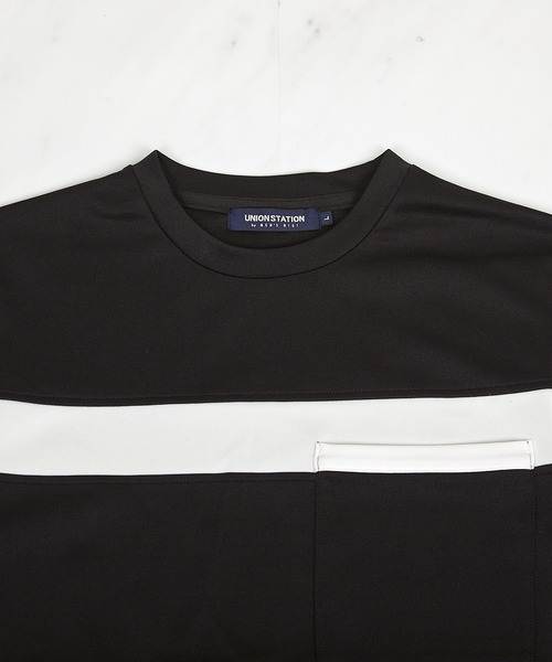 UNION STATION（ユニオンステーション）の「【接触冷感】キシリトールパネル切り替えポンチTシャツ（Tシャツ/カットソー・メンズ・ブラック/ホワイト・LL/L/M）」の8枚目の写真