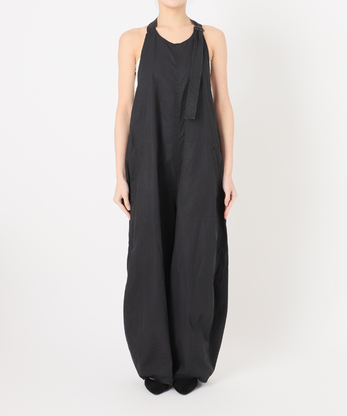 【美品】FRAMeWORK サロペット 黒 セール】TRストレッチサロペット（サロペット/オーバーオール