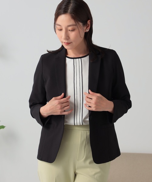 GALLORIA（ギャローリア）の「【キレメクシリーズ】サッカーテーラージャケット（テーラードジャケット・レディース・ネイビー/ブラック・L/LL/S/M）」の2枚目の写真