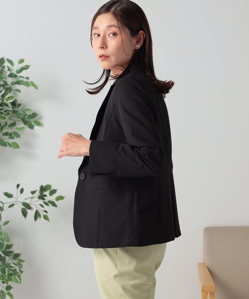 GALLORIA（ギャローリア）の「【キレメクシリーズ】サッカーテーラージャケット（テーラードジャケット・レディース・ネイビー/ブラック・L/LL/S/M）」の3枚目の写真