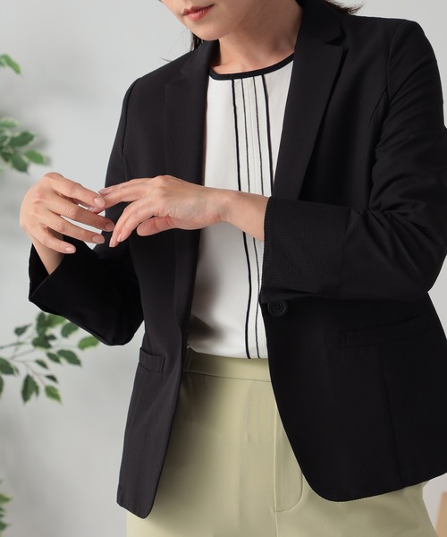 GALLORIA（ギャローリア）の「【キレメクシリーズ】サッカーテーラージャケット（テーラードジャケット・レディース・ネイビー/ブラック・L/LL/S/M）」の4枚目の写真