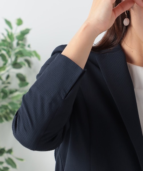 GALLORIA（ギャローリア）の「【キレメクシリーズ】サッカーテーラージャケット（テーラードジャケット・レディース・ネイビー/ブラック・L/LL/S/M）」の8枚目の写真