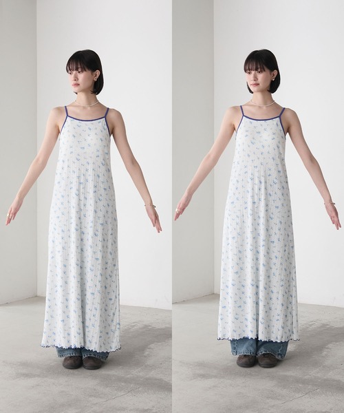 forksy.】【サイズ展開あり】カップ付き 裾メロー＆スリット キャミ